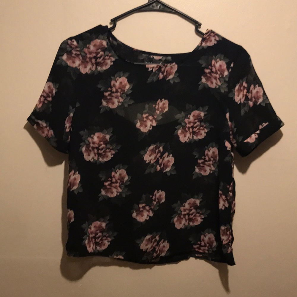 Sheer floral blouse